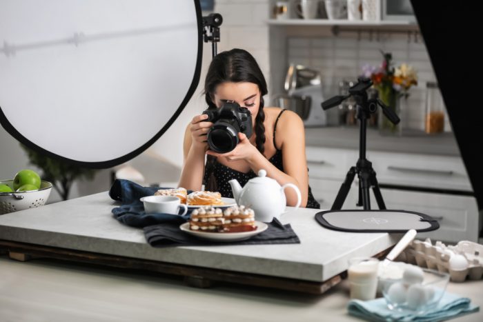 Woman Taking Own Pictures for Blog