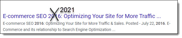 Google Result with the year 2016 marked out and replaced by 2021