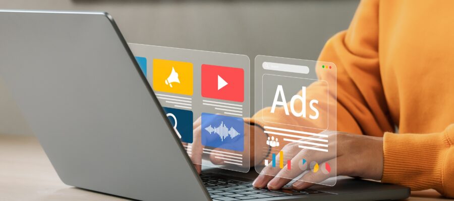 woman on laptop establishing google ads for her small business