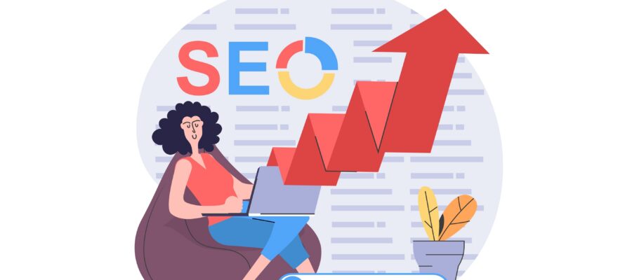 woman reviewing SEO metrics over time